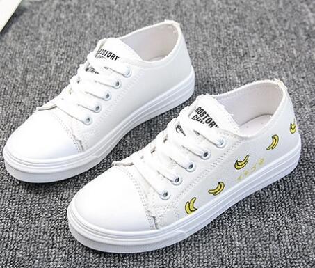 Autumn spring white shoes women flat bottom lace-up rubber strawberry canvas shoes students casual shoes women C593: 2 / 40