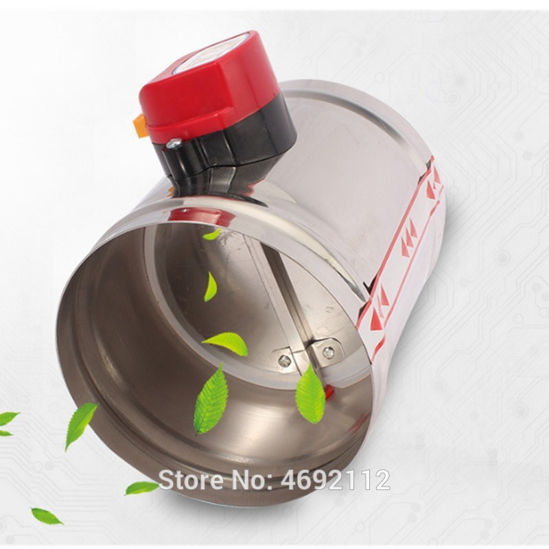 AC 220V 100mm Stainless Steel Electric Air Solenoid Valve Air Duct Motorized Damper Valve for Ventilation Pipe Valve