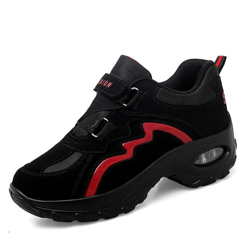 Women's Toning Shoes - Wedge Platform Sneakers - Height Increasing - Fitness Walking - Professional Level - Size 35-42: Red / 35