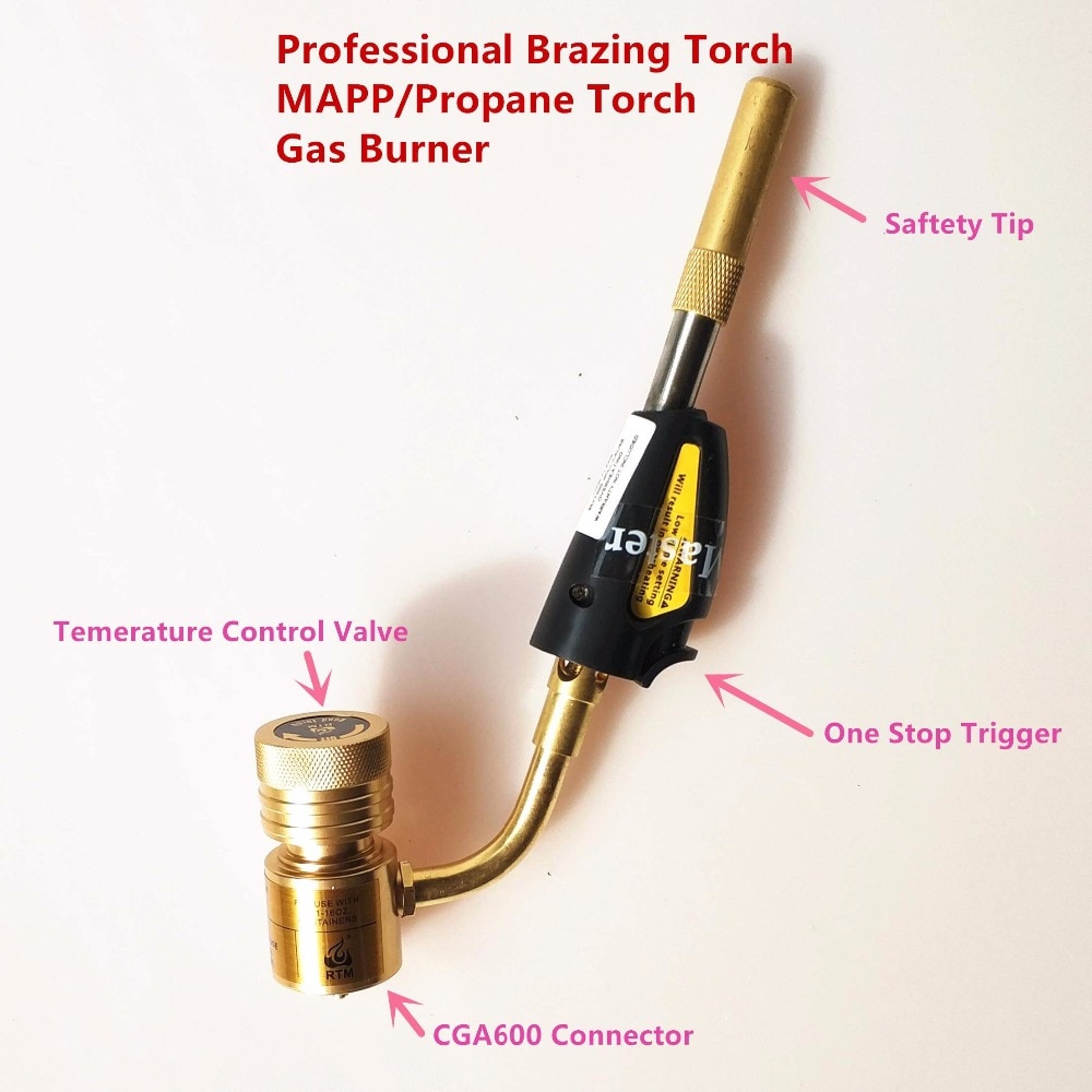 Mapp Torch Gas Welding Piezo Ignition Flame Brazing Tool USA Style CGA600 BBQ Heating Quenching HVAC Plumbing Welding Torch