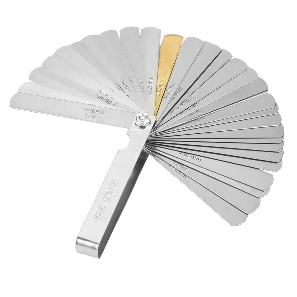 32 Blades Feeler Gauge Stainless Steel Metric Imperial 0.04-0.88mm Thickness Gage For Measurement Tool