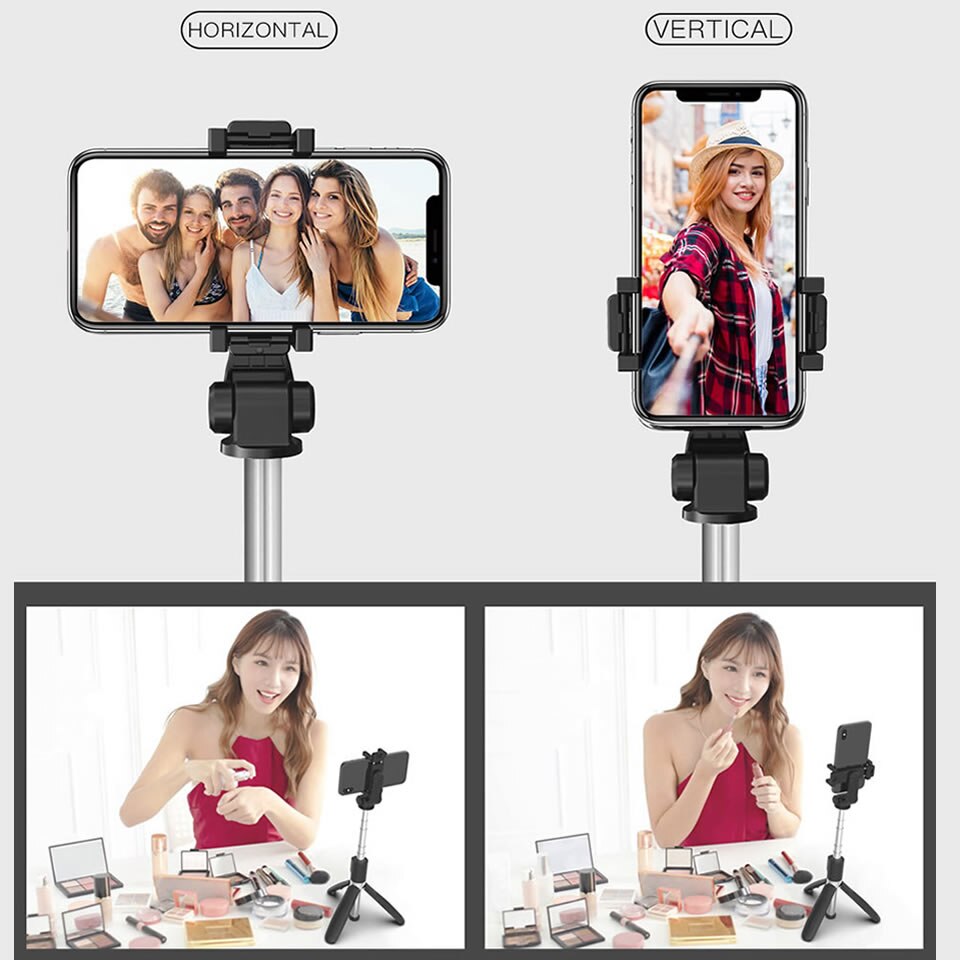 Wireless Bluetooth Selfie Stick Tripod, Foldable Tripod and Monopod with Remote Shutter, Suitable for Iphone Samsung Huawei