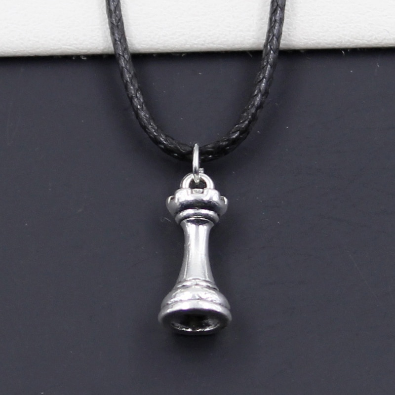 Nuovo Nero del Cavo di Cuoio Del Choker Re Degli Scacchi Queen Rook Cavaliere Vescovo Pegno di Fascino FAI DA TE Collana Del Pendente Tibetano Dropshipping