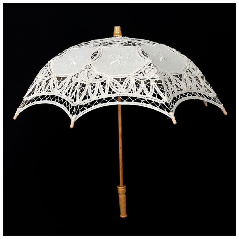 Victoriaanse Paraplu Paraplu Kant Bruiloft Bruid Paraplu Ivoor 30X51 Cm