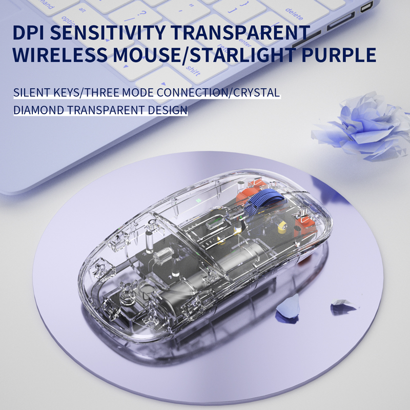 Xiaomi Bluetooth Drahtlose Maus Transparent Drei-modus Leucht Licht Computer Spiel Maus Stille Wiederaufladbare Für PC Laptop: DARKNESS
