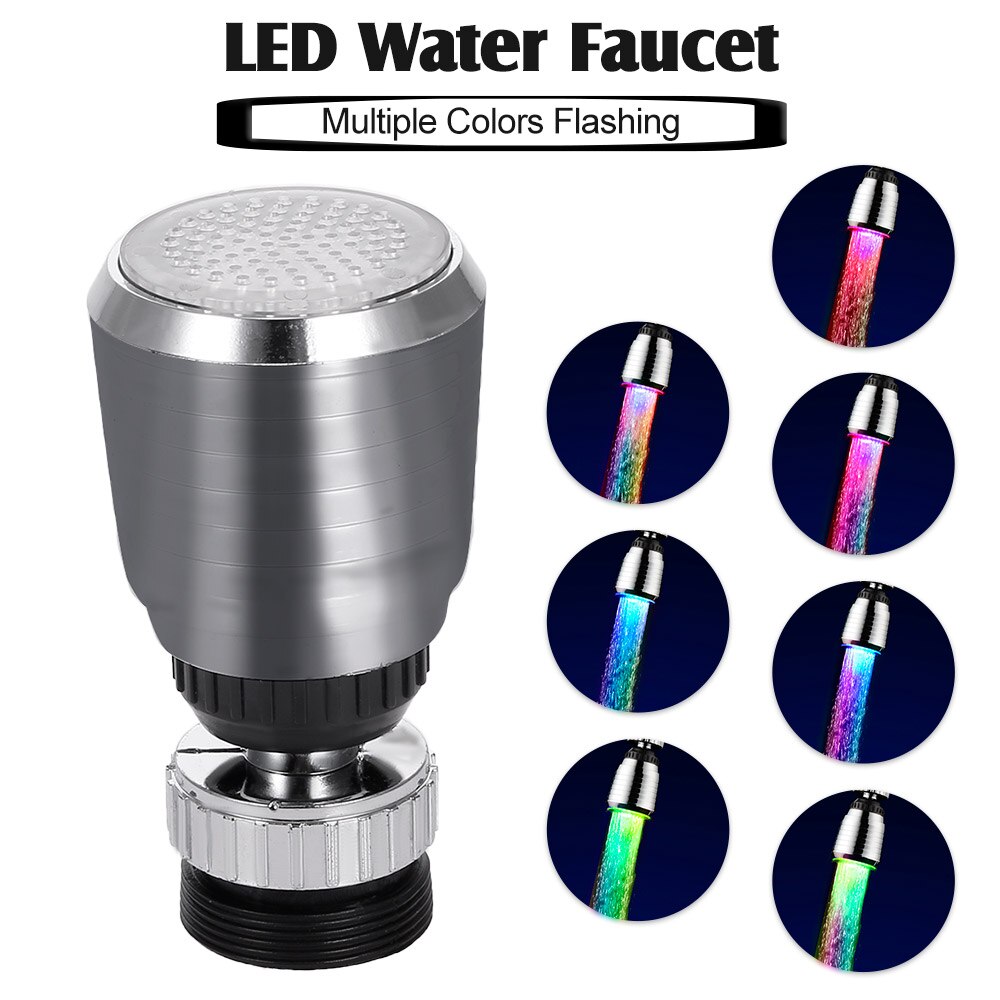 Led vannkran gløde kran munnstykke rgb/flere farger automatisk skiftende vannkran bad kjøkkenkran tuter tilbehør: Flere farger
