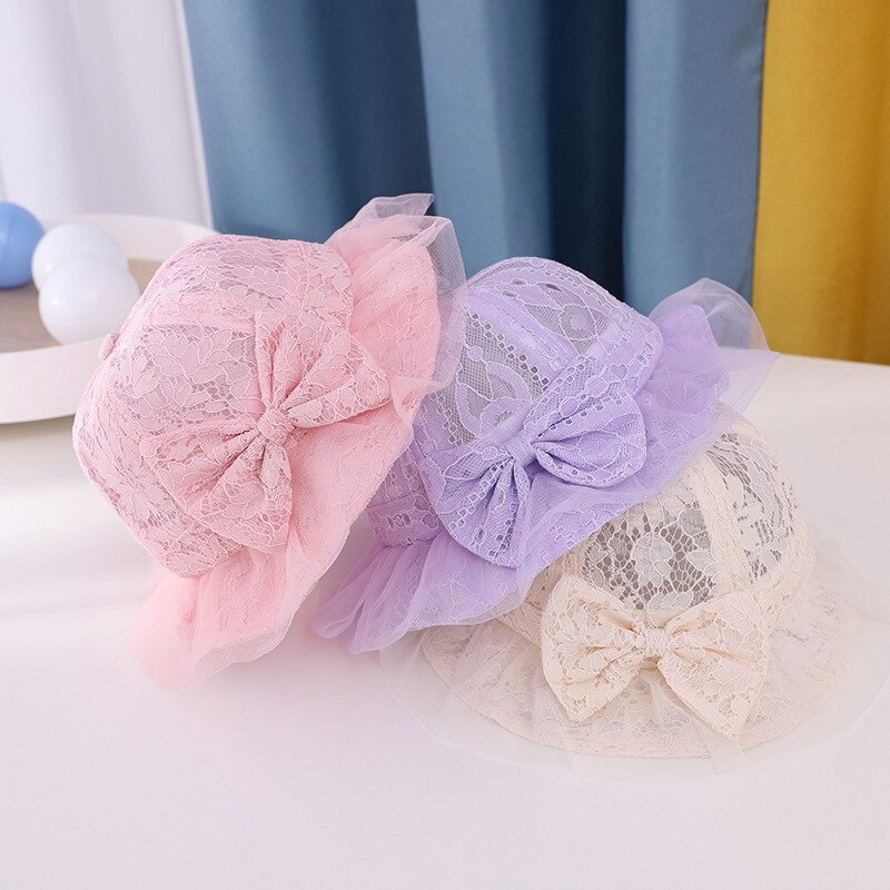 Verão menina bowknot laço pescador chapéu moda ao ar livre sombrinha princesa chapéu respirável