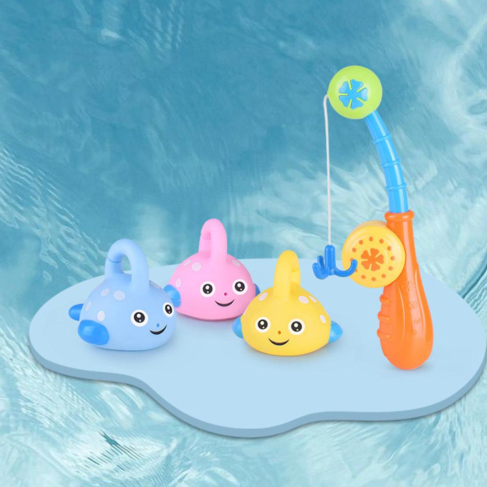 Kids Bath Toys Set Bathtub Fishing Game Water Toys Colorful Floating Fish with Hook Pole for Toddler Baby Boys Girls