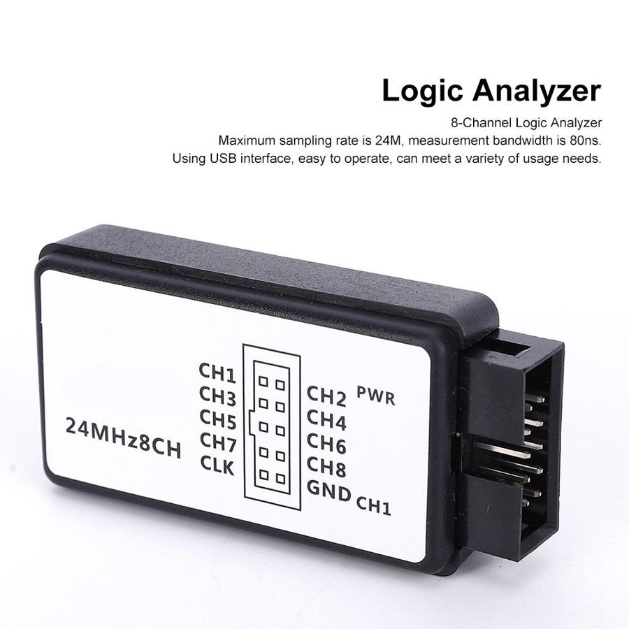 LA1002 Mini Portable USB 5MHz 24M 8 Channel Logic Analyzer Device Set with Cables