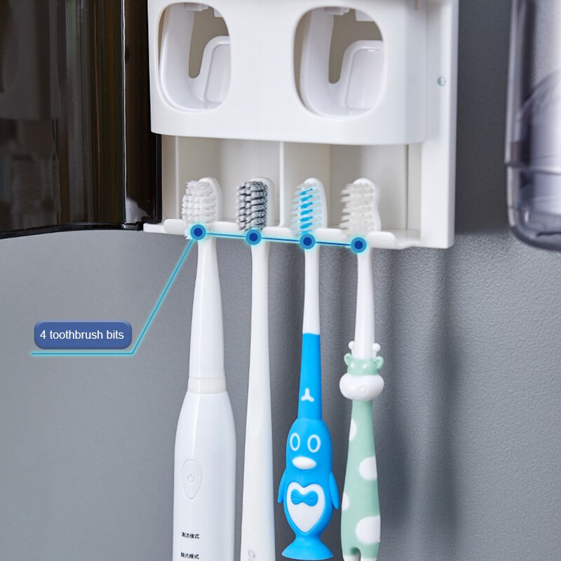 Guret multifunktions automatisk tandpasta klemme støvtæt tandbørsteholder med magnetisk låg til badeværelset tilbehørssæt