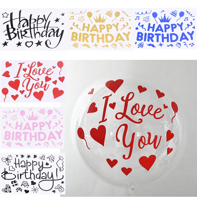 1sheet Happy Birthday Stickers Scrapbooking Birthday Balloon Stickers Kids Adult Birthday Party Decorations Accessories