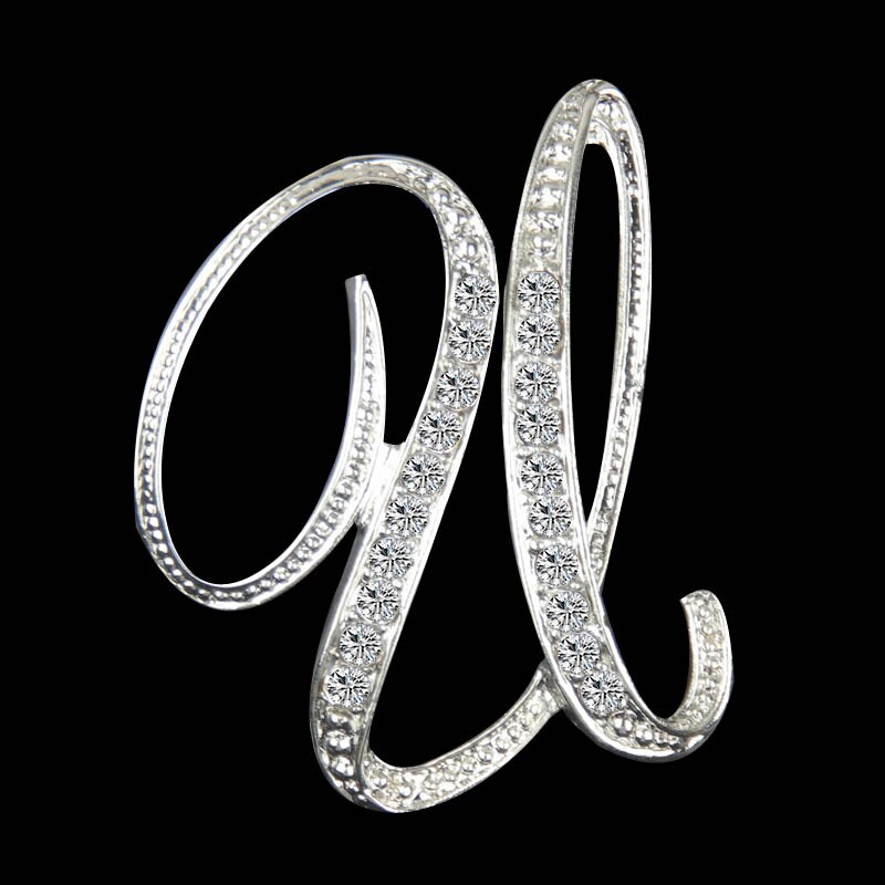 Rhinestone Crystal Broches Beginletter Broche A-S revers Spelden en Broches Clip Naam Sieraden Voor Vrouwen Mannen Wedding