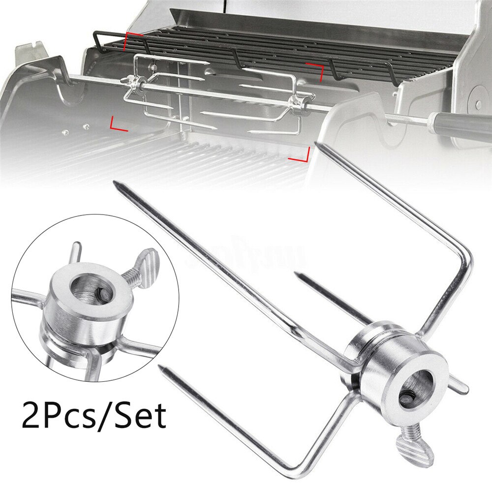 VOGVIGO 2 pièces/ensemble rôtissoire BBQ fourchettes inox broche BBQ fourchettes charbon de bois poulet Grill rôtissoire viande fourchette BBQ outil