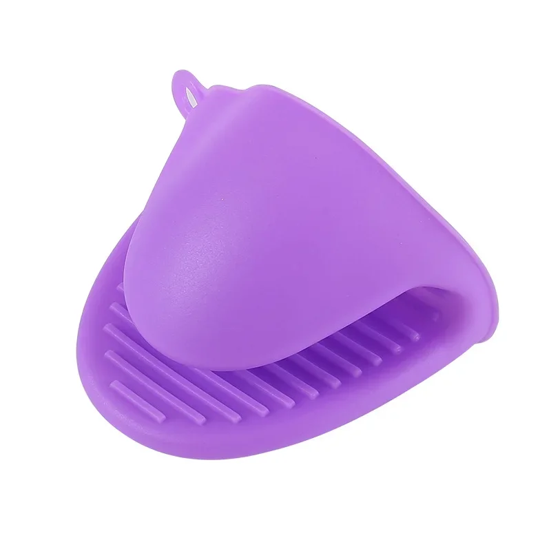 1PC Thick Silicone Oven Gloves Heat Resistant Anti-Scald Gloves for Cooking Pinch Grips Pot Holder Silicone Kitchen Accessories: PURPLE