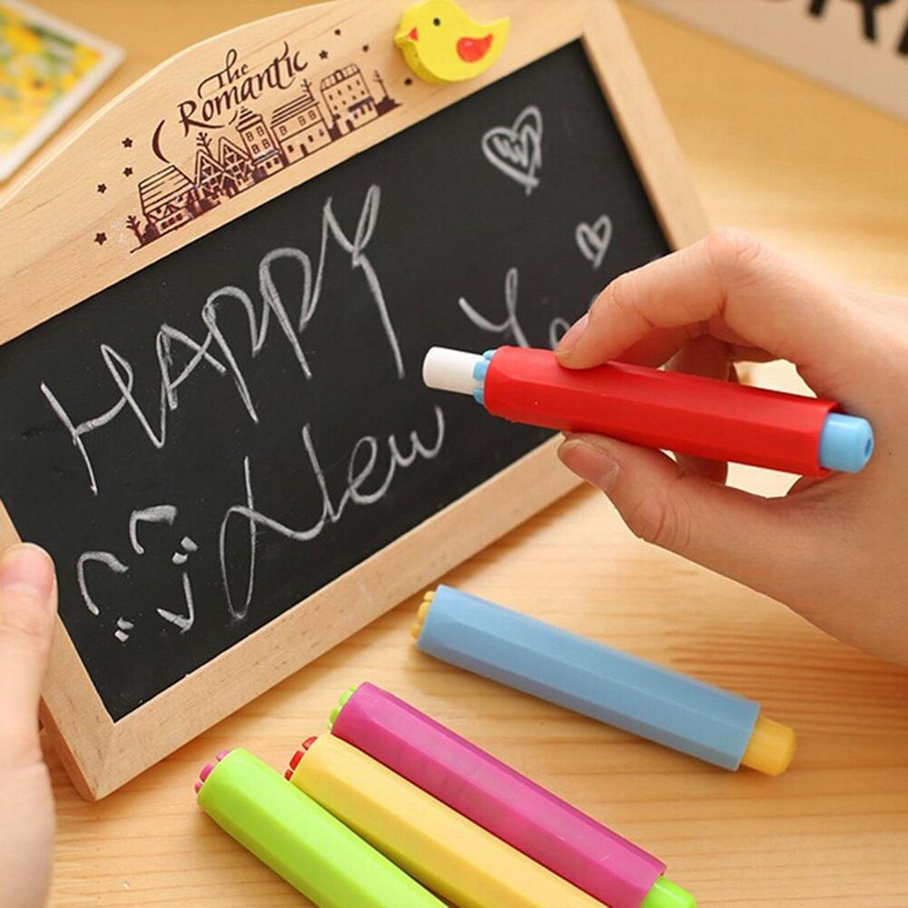 5PCs Non-Toxic Chalk Holder Not Dirty Hands Chalk Extension Clip Colorful Educational Stationery for Teacher Children Randomly