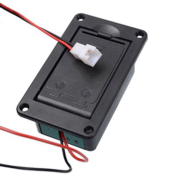 Aktiv basgitarr pickup 9v batteriboxar/hållare/fodral/facklock med metallkontakter fjäder och 2- stiftskontakt med kabel