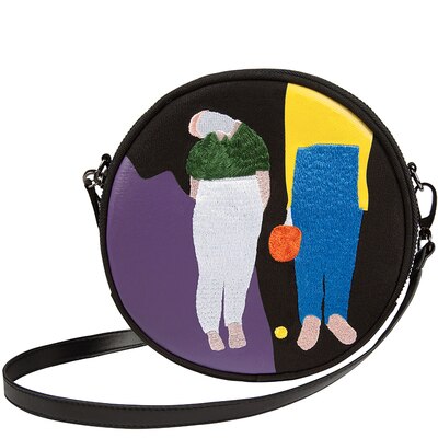 Tanto loja yizi 2019 moda design original nova lona bordado redondo bolsa de ombro único para mulher