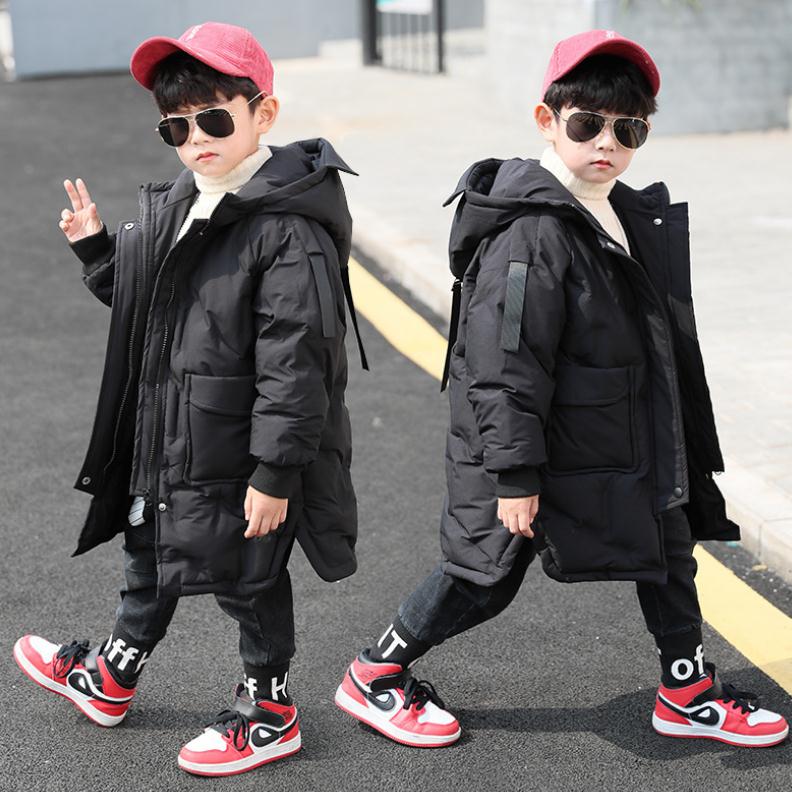 Moda inverno com capuz casaco grosso parka cor sólida para baixo roupas de neve wear crianças outerwear tamanho para 4 5 6 7 8 9 10 12 13 ano: as picture1 / 6