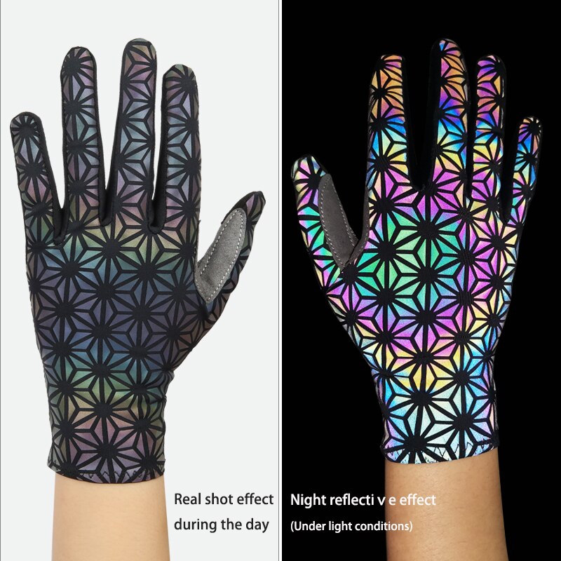 Giyo Cycling Gloves Colorful Luminous Full Finger Outdoor Sport Anti-slip MTB Mitten Reflection Dazzle Motorcycle Long Gloves