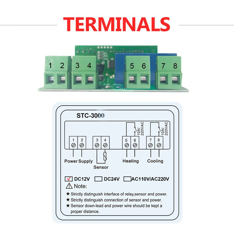 Stc-3000 Led Digital Temperature Controller Thermostat Control Heating Cooling Sensor Humidity Meter