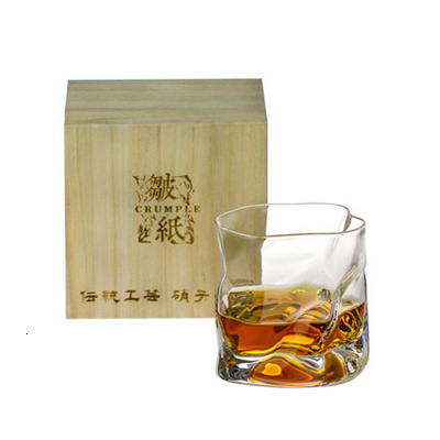 Old Japanese Edo Chamvin Crumple Whiskey Glass Irregular Faceted Der Whiskybecher Crystal Artwork Wine Cup Whisky Tumbler: black