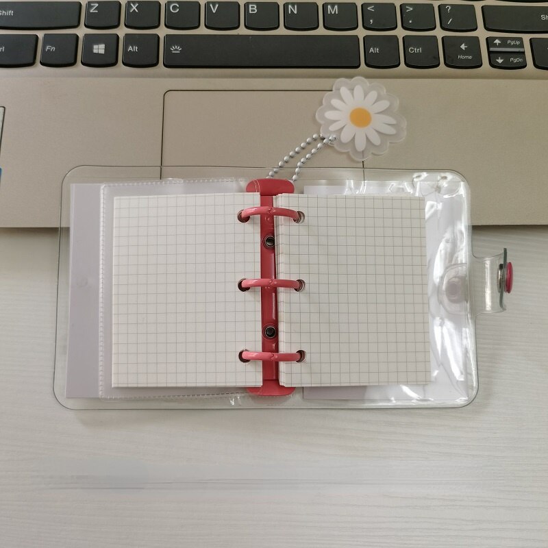 3Holes Mini PVC Loose Leaf Diary Transparent Pocket Small Journal Traveler Notebook Cute Cartoon DIY Planner Set
