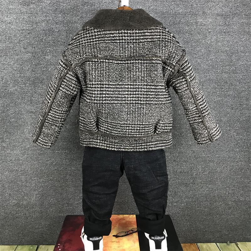 Barn pojkar ylle jackor småbarn vinterkläder baby pojkar kavaj rutigt sammet tjock jacka rockar småbarn ytterkläder