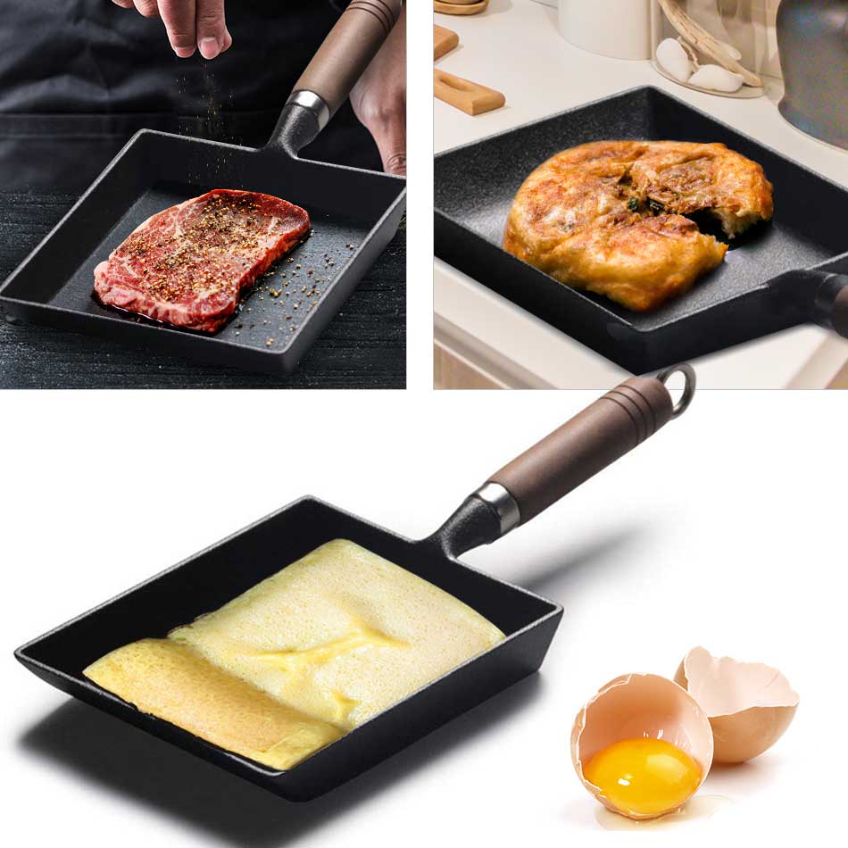 TTLIFE Verdikte Japanse Omelet Pan/Ei Pan non-stick Rechthoek Mini Koekenpan Tamagoyaki Gietijzeren Pan Keuken kookgerei