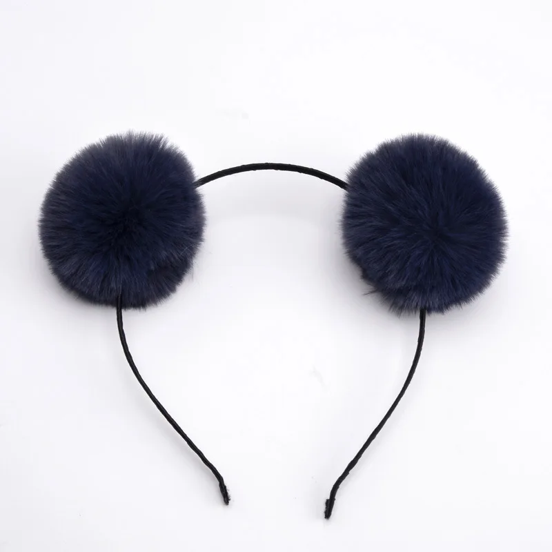 Schattige pomponbal oortjes pluizige balletjes leuke haarband haarband mooie haaraccessoires: Wijnrood