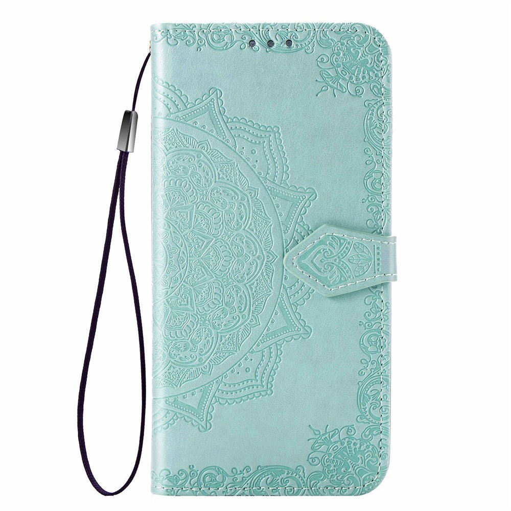 Funda de cuero con de Mandala 3D para Huawei P Smart , Funda protectora con tapa de 360 grados, ranura para tarjeta: Verde claro