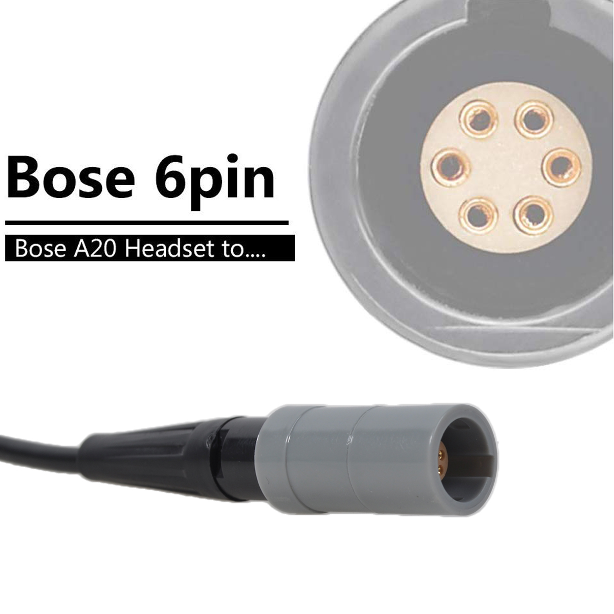 Bose A20 Headset 6 Pin Male Plug / Female Panel Mount / Female Plug Connector