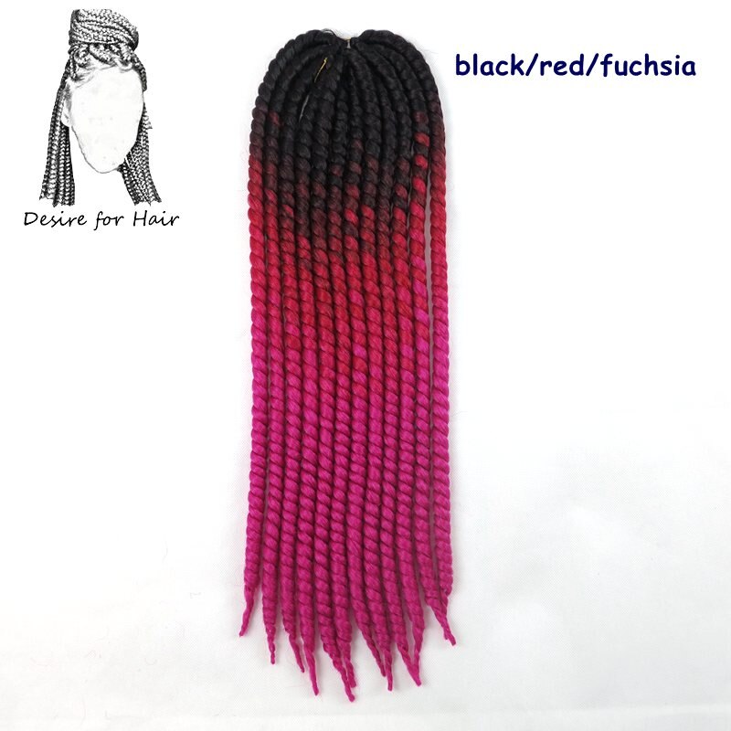 Désir de cheveux 1 paquet 120 grammes 12 brins synthétique havane torsion cheveux ombre deux tons 3 tons couleur crochet tresses extensions de cheveux: T1B/530