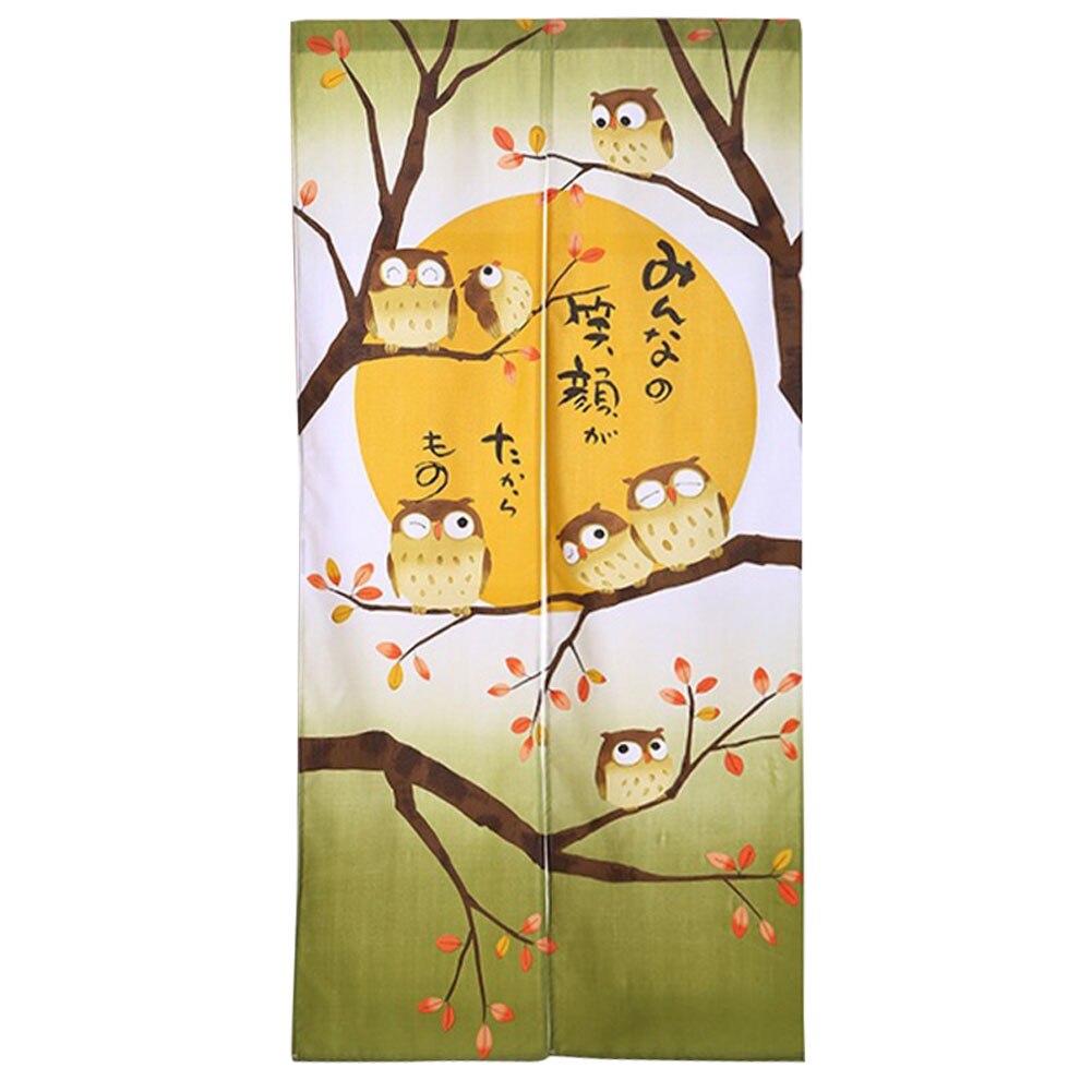 Rideau de porte décoratif Semi suspendu de séparation | Pour chambre à coucher, installation facile, diviseur d'entrée japonais exquis avec hibou imprimé: A
