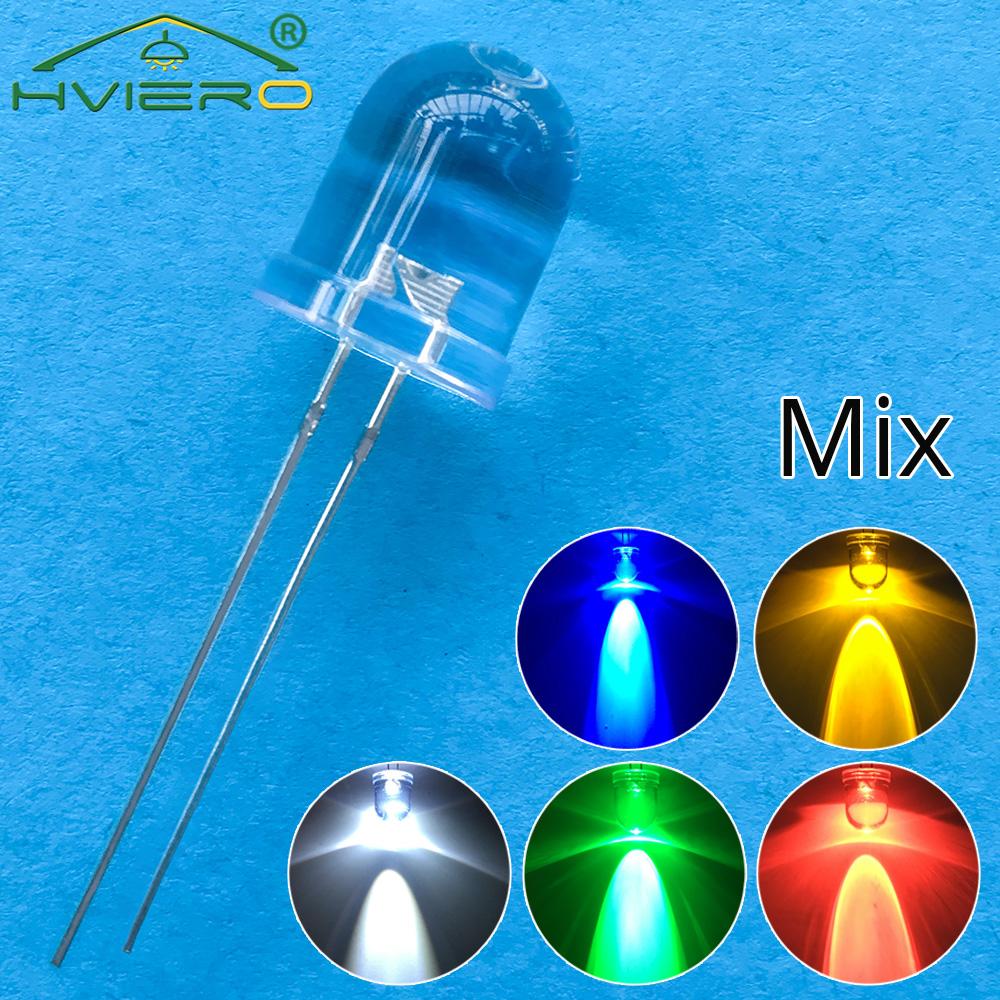 50Pcs 10mm Round Top Super Bright Lamp Beads Clear Emitting Diode LED White Red Green Blue Yellow UV Pink Orange Dome Light Bulb: SKY BLUE