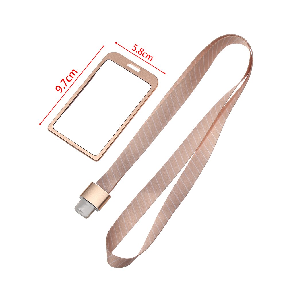 1pc ID Badge Holder Aluminum Alloy Metal Bus Work Business Exhibition Name Card Case School Office Supplies With Lanyard