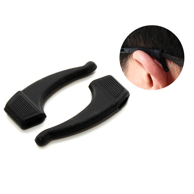 Crochet d'oreille antidérapant à la pour lunettes, accessoires pour lunettes, poignée en Silicone, pointe de la tempe, poignée pour lunettes: Black