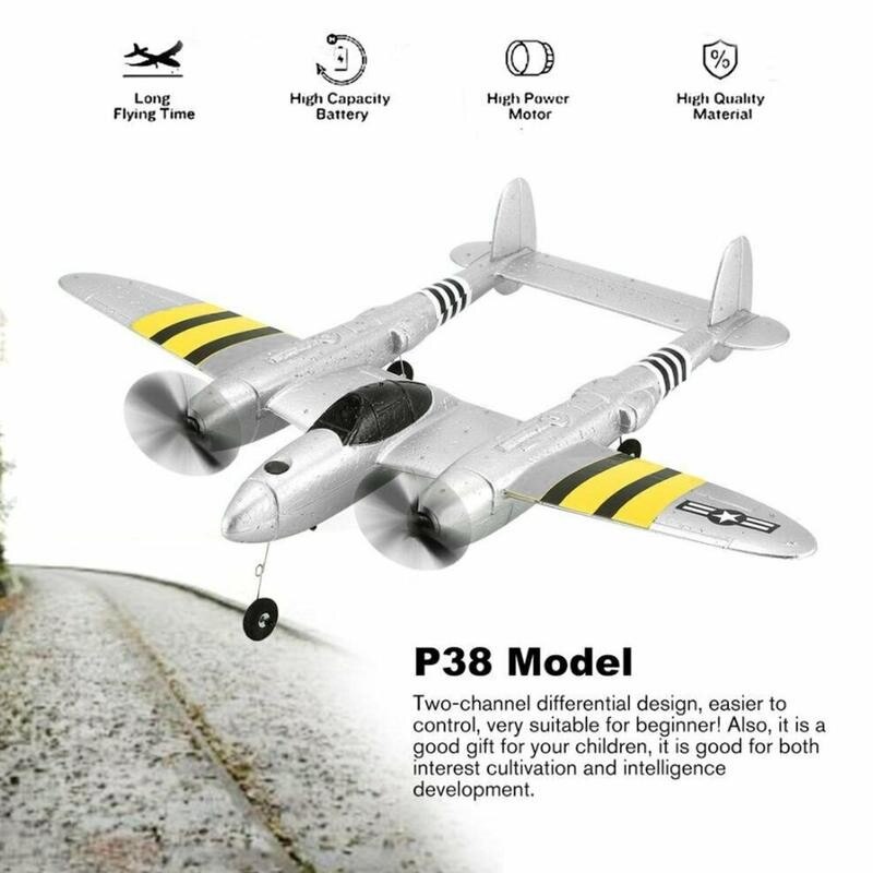 P38 Rc Vliegtuig 2.4Ghz 2ch Rc Romote Controle Vliegtuig Outdoor Model Voor Kids Vlucht Speelgoed Jongens Q7X2