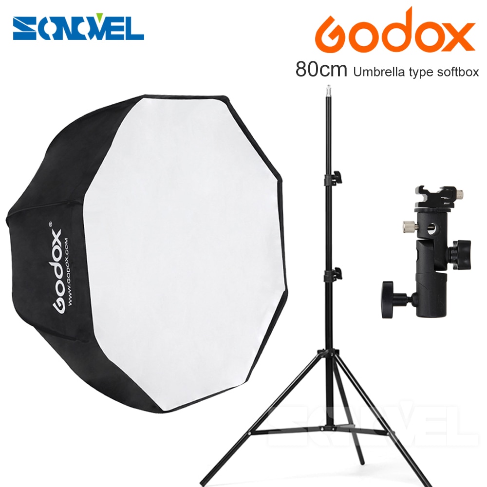 Godox 80cm åttekant paraply softbox lys stativ paraply sko brakett sett til blits speedlite