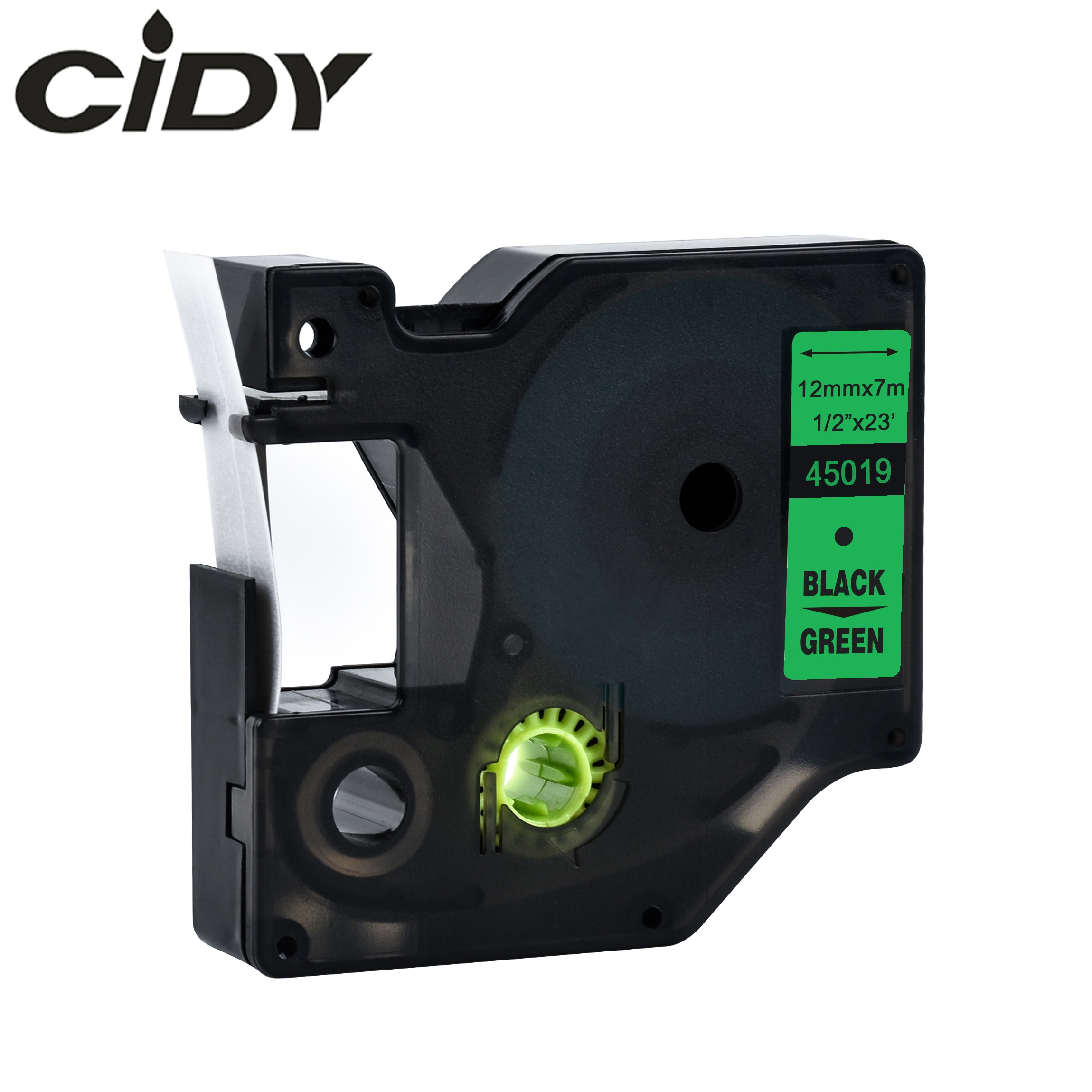 CIDY Dymo D1 45019 compatible for DYMO D1 Label Tapes 12mm black on green Label Maker Suitable Label Manager 210 450 LM160