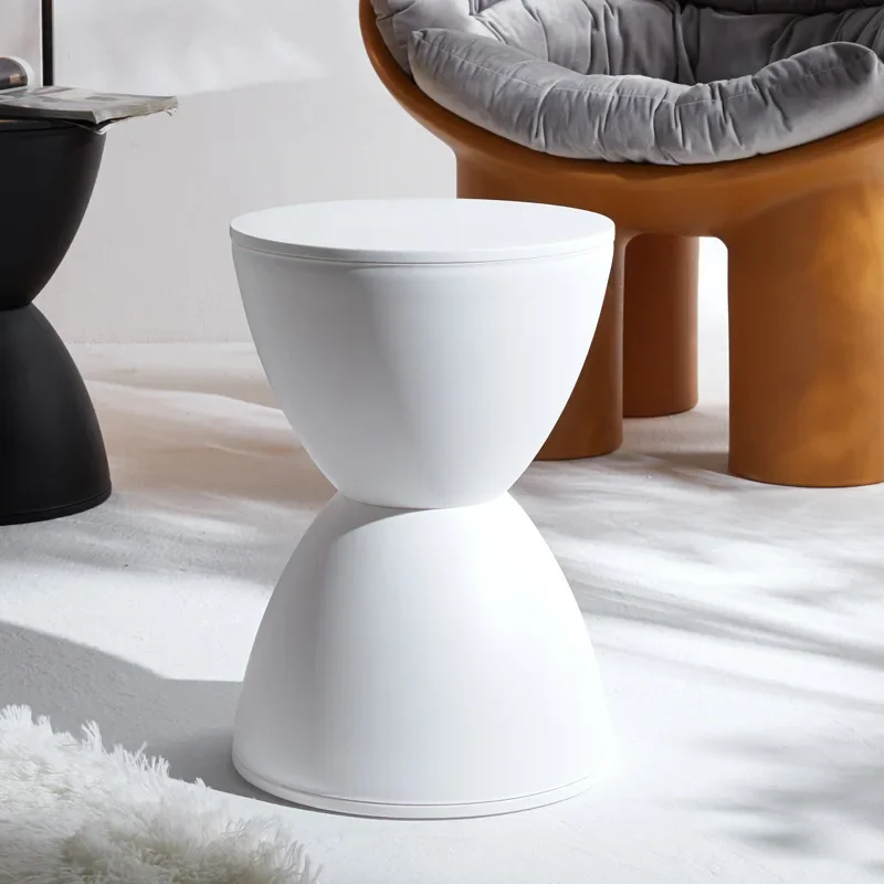 Taburete nórdico redondo para sala de estar, moderno, informal, Simple, grueso, bajo para el hogar, taburete de Príncipe, zapato , reloj de arena, apartamento, barbacoa: Gris claro
