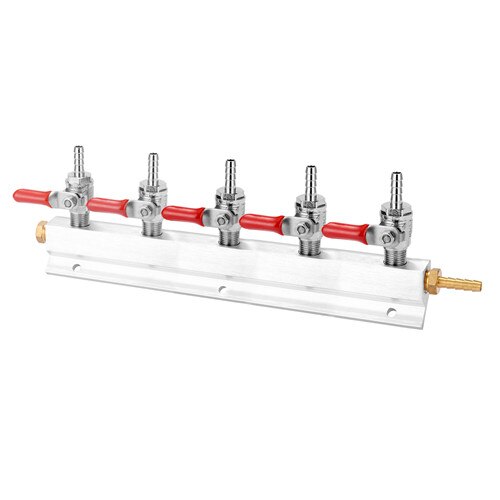 CO2 Gases Distribution Block Manifold w/ 7mm Hose Barbs Wine Making Tools Draft Beer Dispense Device 5 Optional Fine Durability: 5-Way