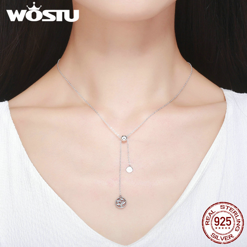 WOSTU Original 925 Sterling Silver Family Tree Pendant Necklaces For Women S925 Luxury Jewelry Mother CQN106