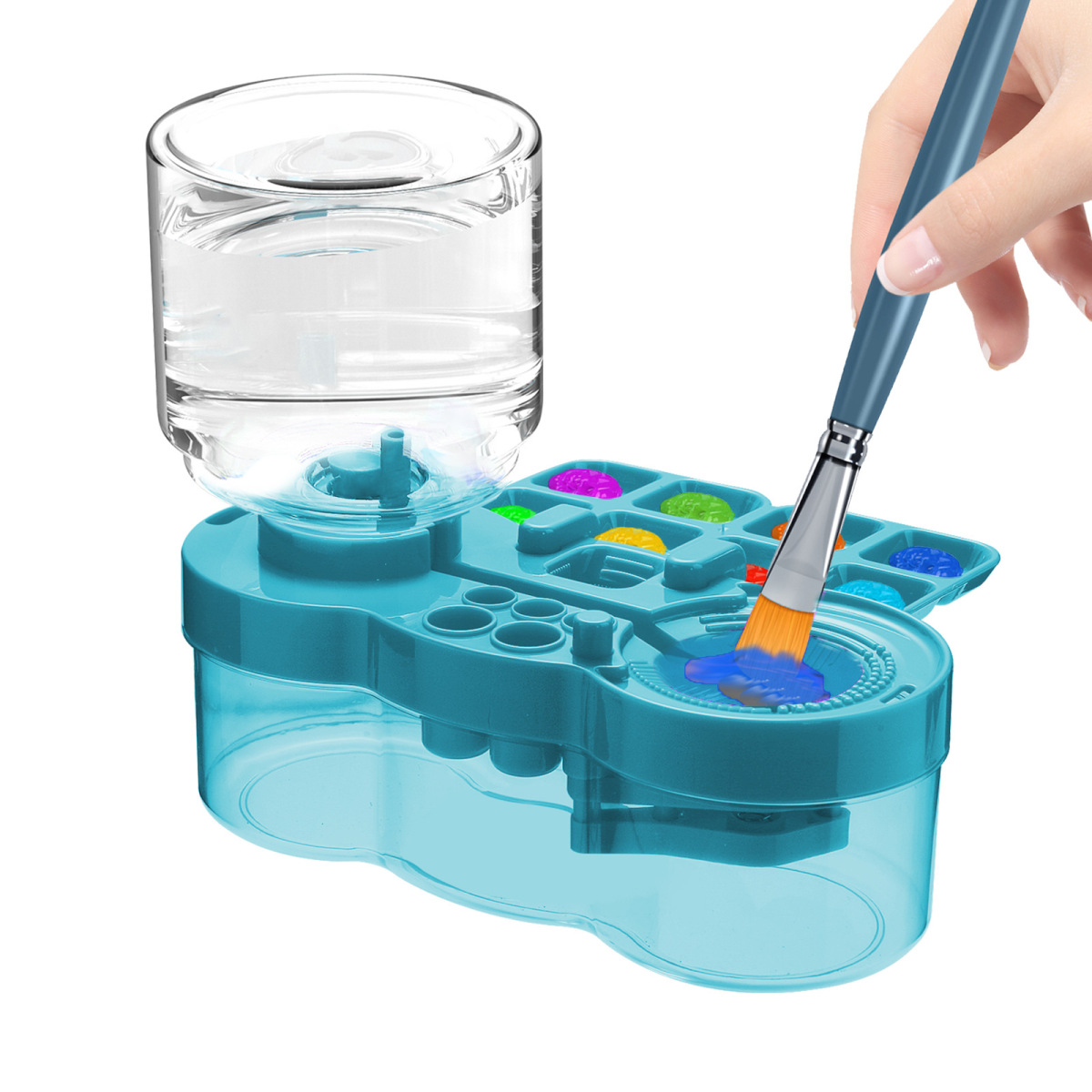 Paint Brush Cleaner With Drain Button Automatic Water Circulation Paint Brush Cleaning Machine Cleaning Bucket Art Tools: MULTI