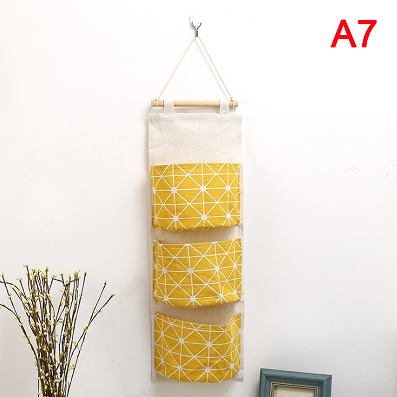 Organizador colgante de pared de puerta para baño, bolsillos de almacenamiento, algodón y lino, 6/8