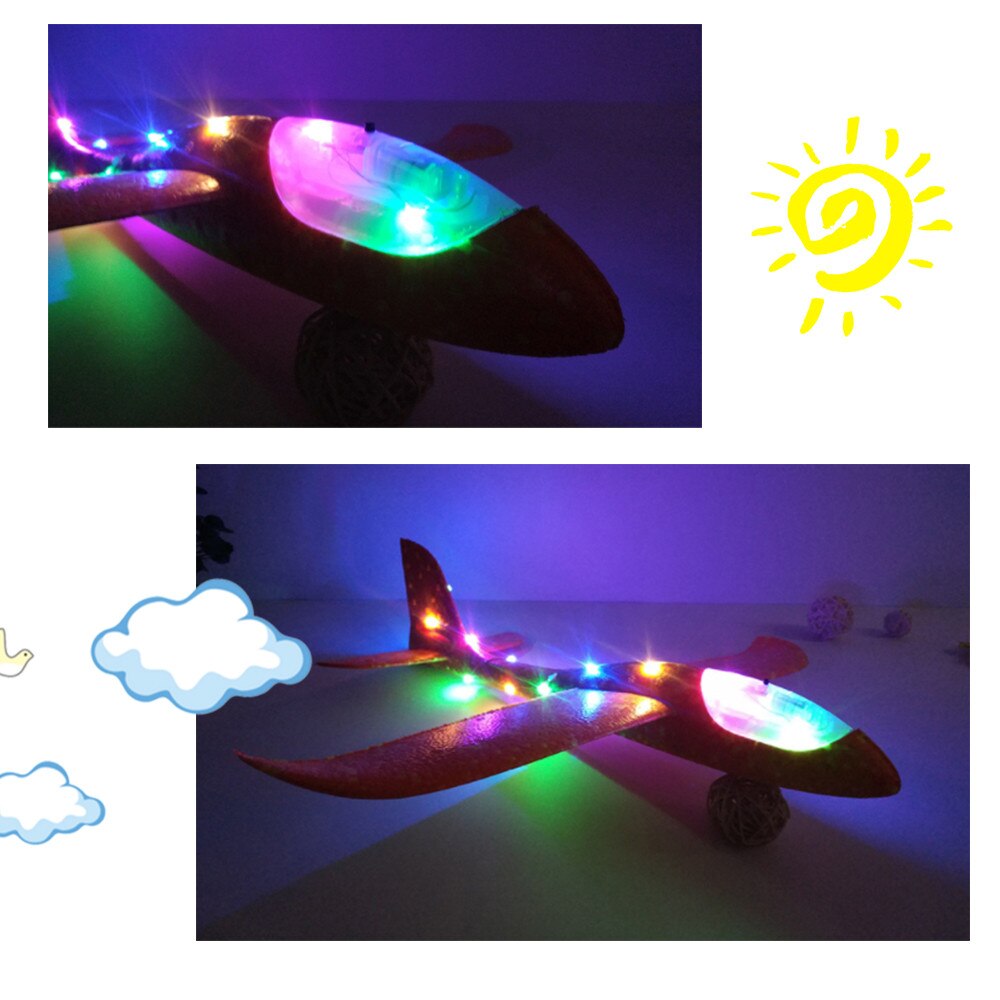 Children Foam Throwing Glider Airplane LED Aircraft Toy Hand Launch Airplane Model Outdoor Launch Kids Toys