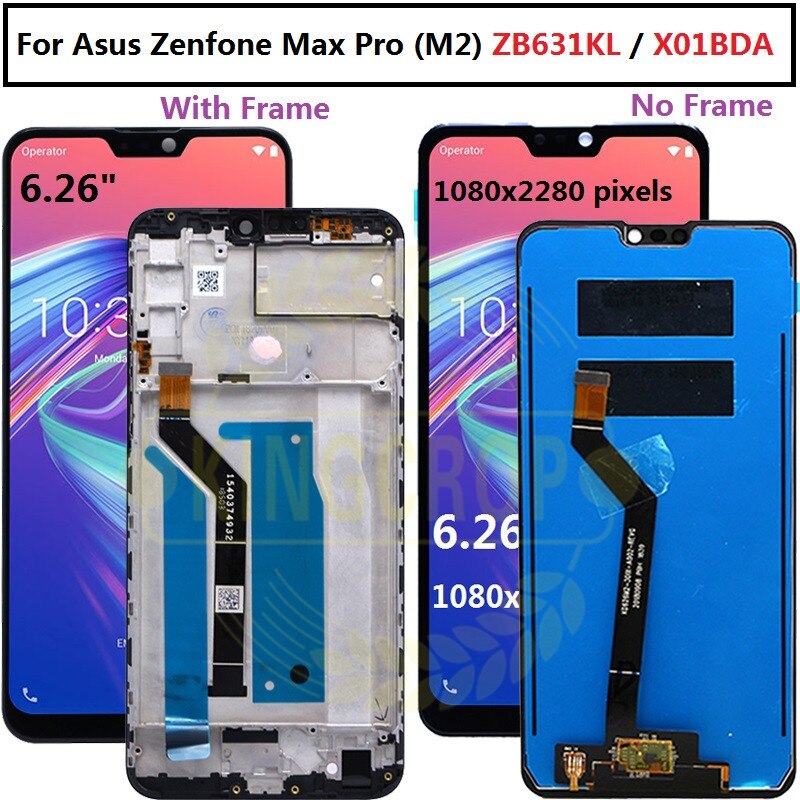 6.26'' Asus Zenfone Max Pro (M2) ZB631KL LCD with frame DIsplay + Touch Screen Digitizer Assembly For Asus zb631kl lcd