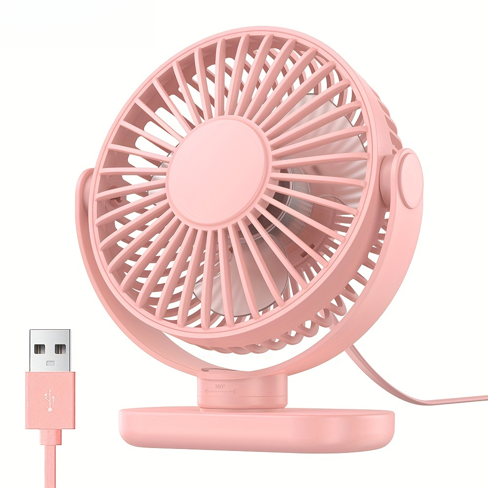 USB-bureauventilator Borstelloze motor Sterke luchtstroom Stijlvol Draagbare koelstructuur Miniventilator Geschikt voor slaapkamers en kantoren: Roze
