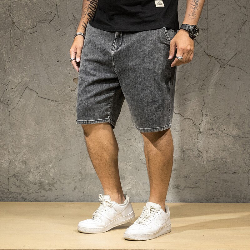 Pantalones cortos de mezclilla sueltos de talla grande 7XL de de verano para hombre, pantalones cortos de mezclilla de de Color sólido estilo japonés para hombre, ropa de calle Vintage: XXXL