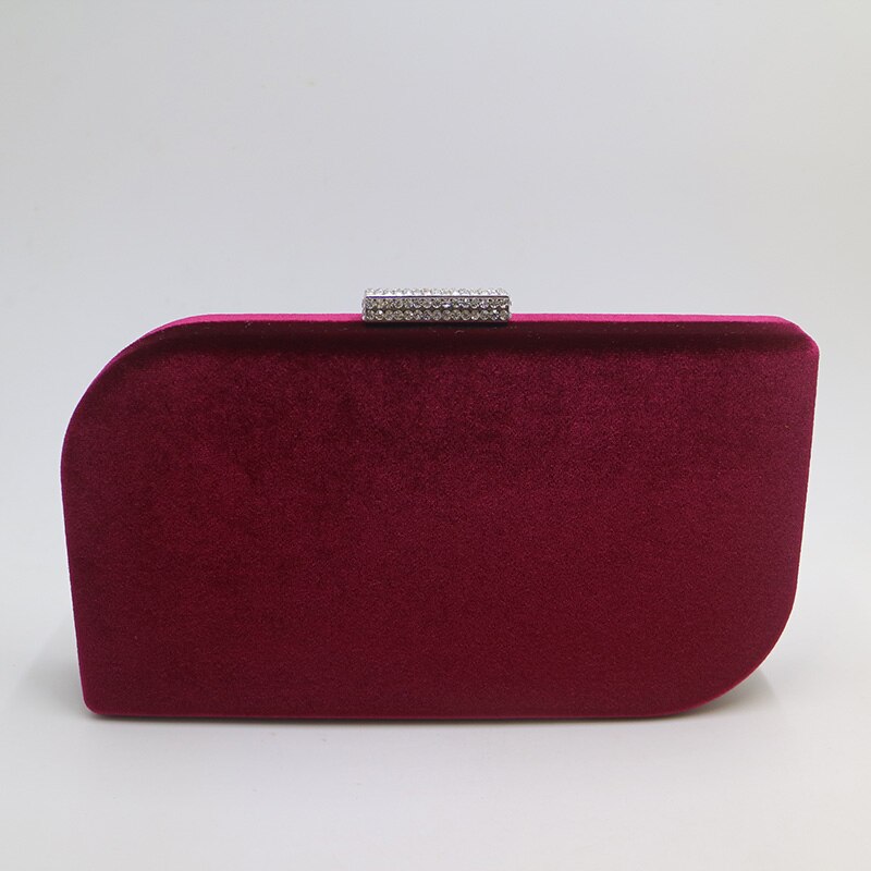 Dark Green Velvet Hard Case Box Clutch Evening Bags and Clutch Purses Handbags with Shoulder Chain for Ball Party Prom: Leaf-Red