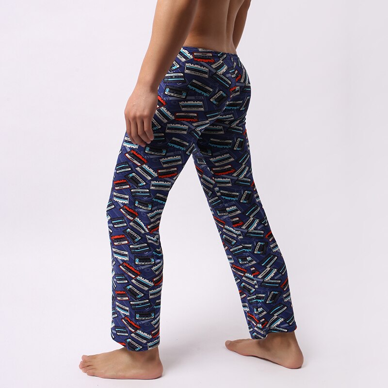 AIIOU Mens Thermal Underwear Men's Printed Polyester Loose trousers Jogging Pants Sweatpants Mens Long Johns Retro panties